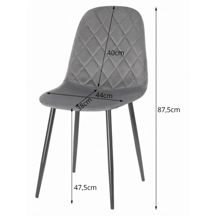 Set 4 scaune bucatarie/living, Artool, Asti, catifea, metal, verde si negru, 44.5x50.5x87.5 cm [6]