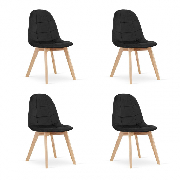 Set 4 scaune bucatarie/living, Artool, Bora, catifea, lemn, negru, 44.5x54x81.5 cm [1]