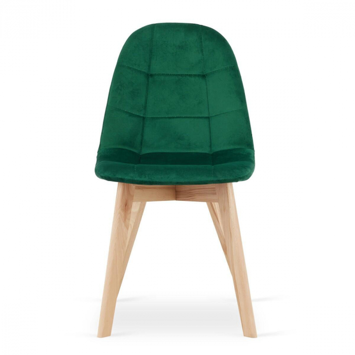 Set 4 scaune bucatarie/living, Artool, Bora, catifea, lemn, verde, 44.5x54x81.5 cm [2]