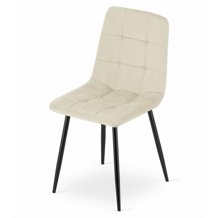 Set 4 scaune bucatarie/living, Artool, Kara, catifea, metal, bej si negru, 44.5x50.5x87 cm [5]