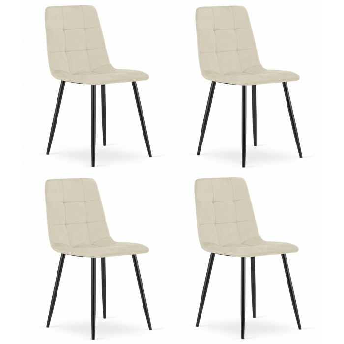 Set 4 scaune bucatarie/living, Artool, Kara, catifea, metal, bej si negru, 44.5x50.5x87 cm [1]