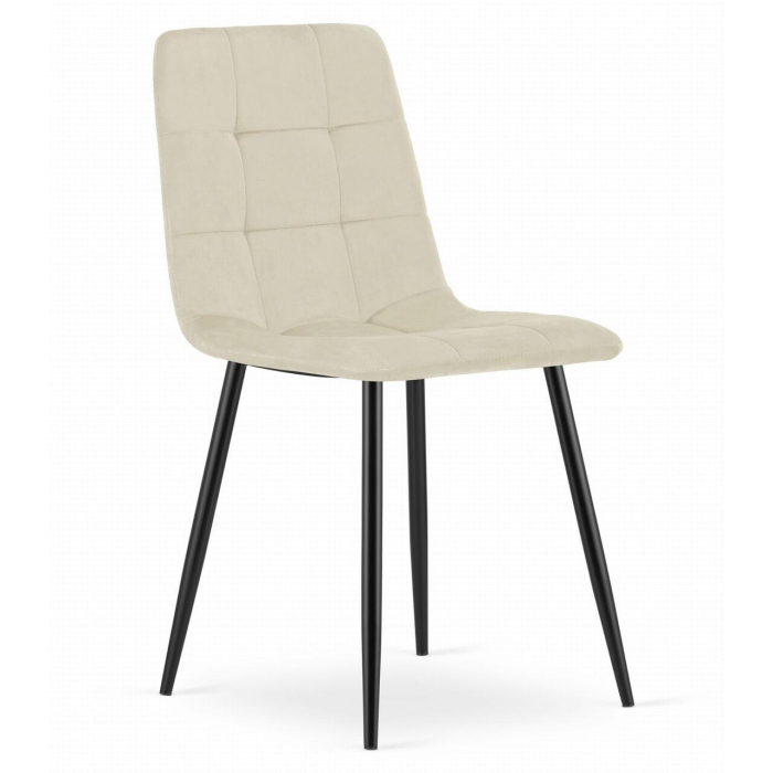 Set 4 scaune bucatarie/living, Artool, Kara, catifea, metal, bej si negru, 44.5x50.5x87 cm [3]
