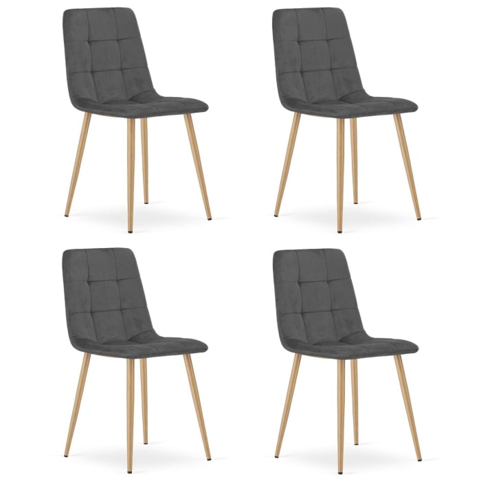 Set 4 scaune bucatarie/living, Artool, Kara, catifea, metal, gri si natur, 44.5x50.5x87 cm [1]