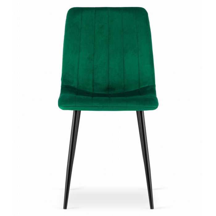 Set 4 scaune bucatarie/living, Artool, Lava, catifea, metal, verde si negru, 43x51x90 cm [6]