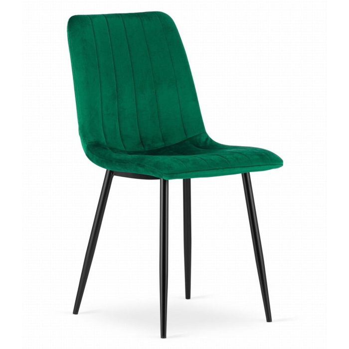 Set 4 scaune bucatarie/living, Artool, Lava, catifea, metal, verde si negru, 43x51x90 cm [7]