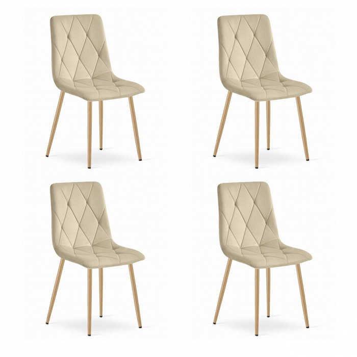 Set 4 scaune bucatarie/living, Artool, Libra, catifea, metal, bej deschis, 45x54x86.5 cm [1]