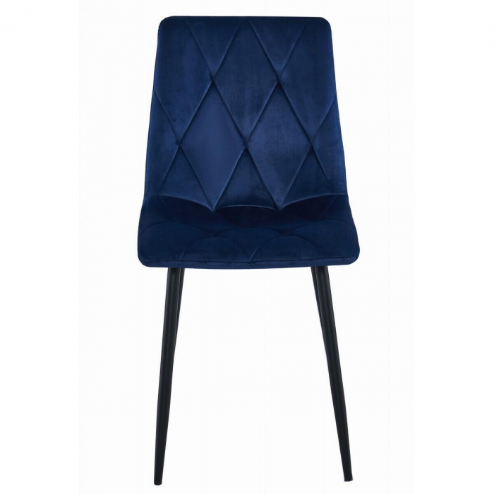 Set 4 scaune bucatarie/living, Artool, Libra, catifea bleumarin, picioare metal negru, 44x40x88.5 cm [3]