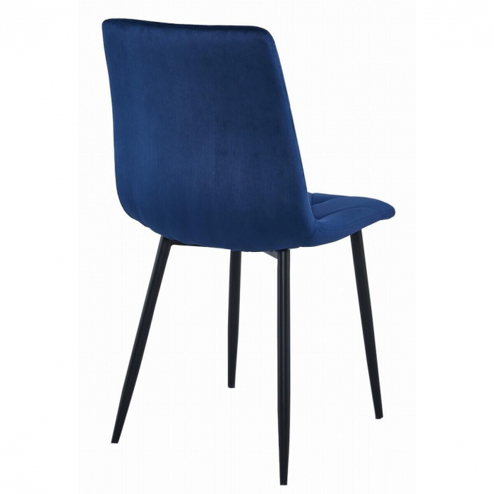 Set 4 scaune bucatarie/living, Artool, Libra, catifea bleumarin, picioare metal negru, 44x40x88.5 cm [4]