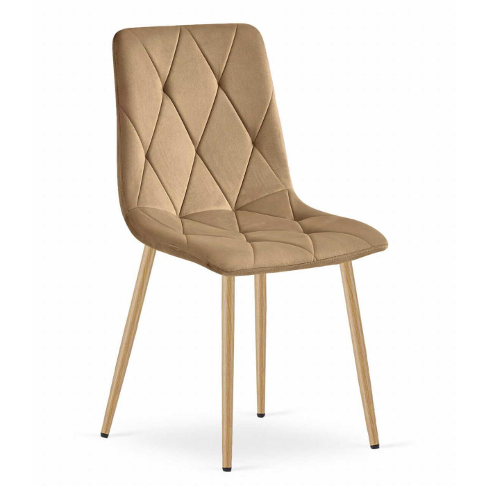 Set 4 scaune bucatarie/living, Artool, Libra, catifea, metal, maro, 45x54x86.5 cm [3]