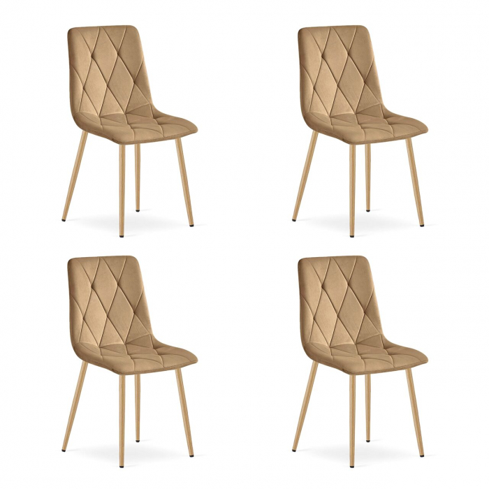 Set 4 scaune bucatarie/living, Artool, Libra, catifea, metal, maro, 45x54x86.5 cm [1]