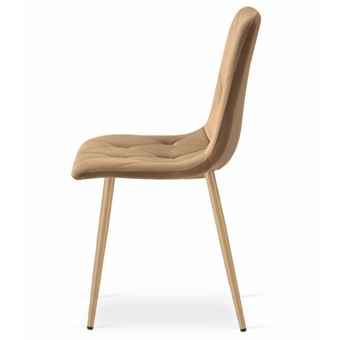 Set 4 scaune bucatarie/living, Artool, Libra, catifea, metal, maro, 45x54x86.5 cm [7]