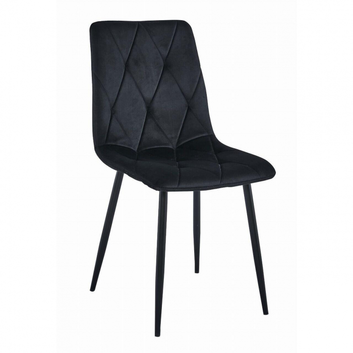 Set 4 scaune bucatarie/living, Artool, Libra, catifea neagra, picioare metal negru, 44x40x88.5 cm [2]