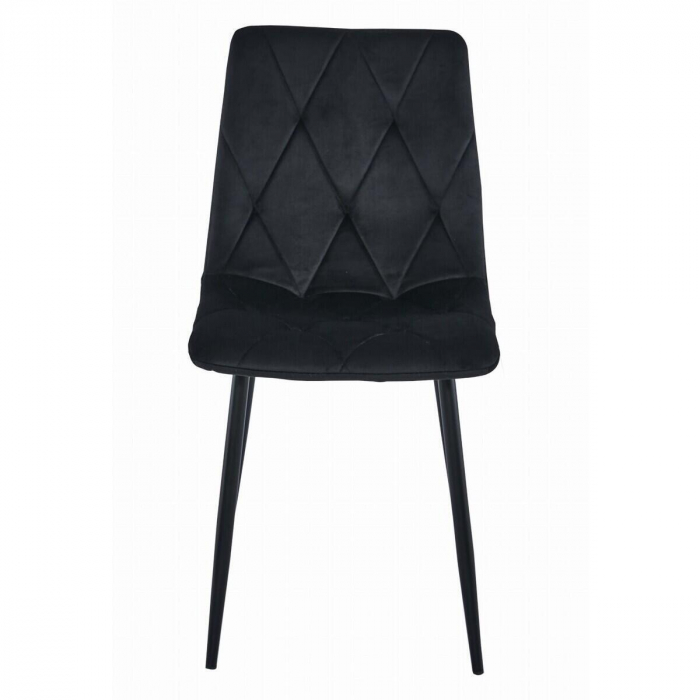 Set 4 scaune bucatarie/living, Artool, Libra, catifea neagra, picioare metal negru, 44x40x88.5 cm [6]