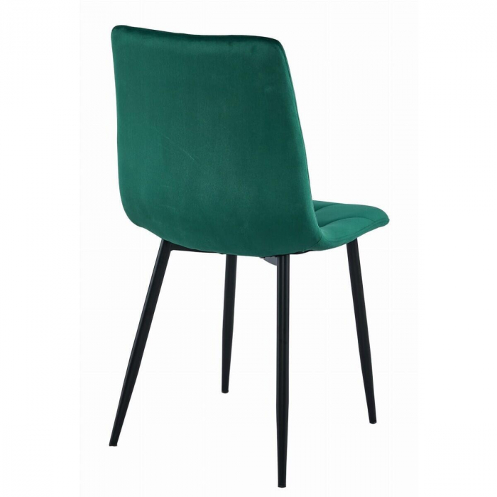 Set 4 scaune bucatarie/living, Artool, Libra, catifea verde, picioare metal negru, 44x40x88.5 cm [3]