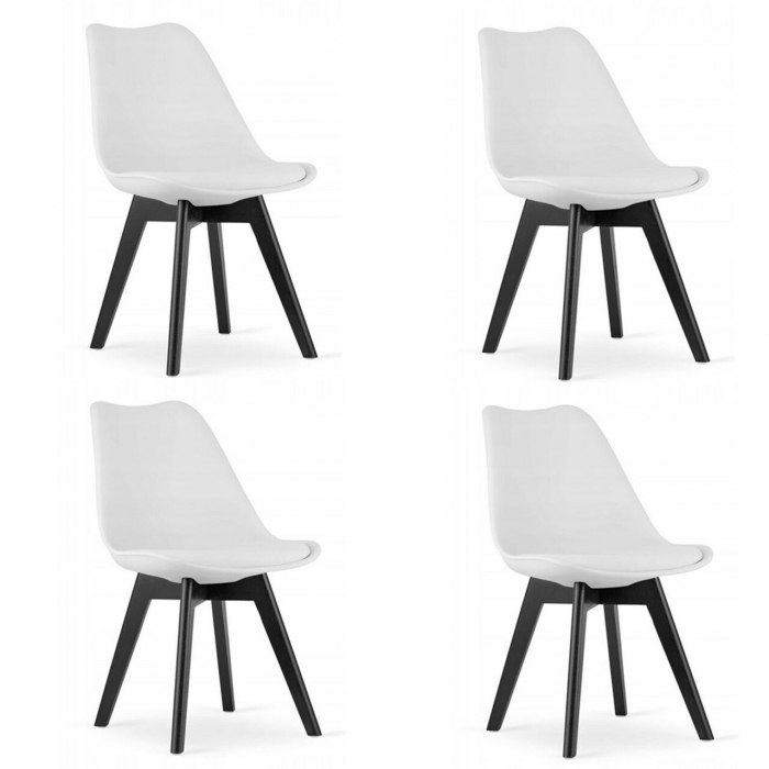 Set 4 scaune bucatarie/living, Artool, Mark, PP, lemn, alb si negru, 49x55.5x82.5 cm [1]