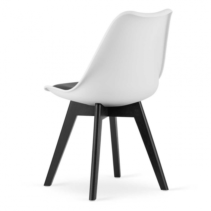Set 4 scaune bucatarie/living, Artool, Mark, PP, lemn, alb si negru, perna neagra, 49x43x82 cm [4]