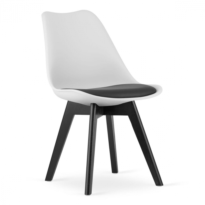 Set 4 scaune bucatarie/living, Artool, Mark, PP, lemn, alb si negru, perna neagra, 49x43x82 cm [8]
