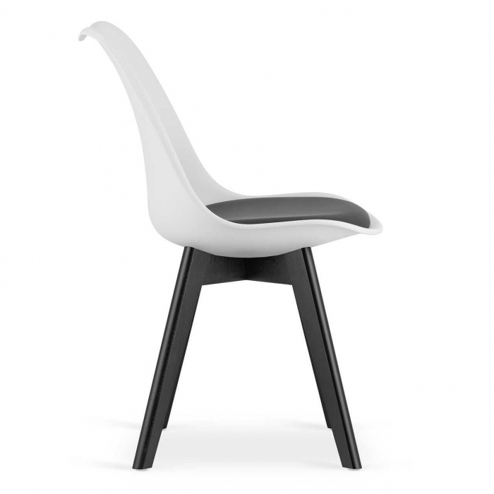Set 4 scaune bucatarie/living, Artool, Mark, PP, lemn, alb si negru, perna neagra, 49x43x82 cm [3]