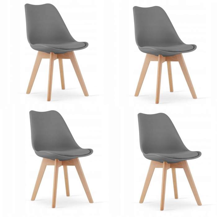 Set 4 scaune bucatarie/living, Artool, Mark, PP, lemn, grafit, 49x43x82 cm [1]