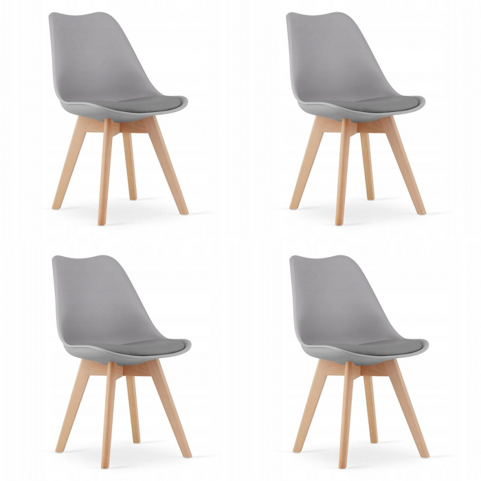 Set 4 scaune bucatarie/living, Artool, Mark, PP, lemn, gri, 49x42x82 cm [1]