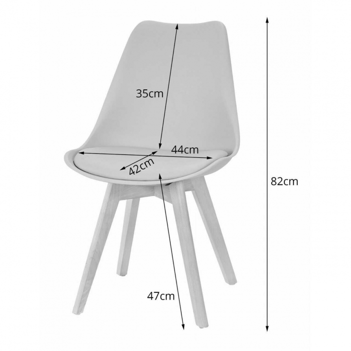 Set 4 scaune bucatarie/living, Artool, Mark, PP, lemn, gri, 49x42x82 cm [7]