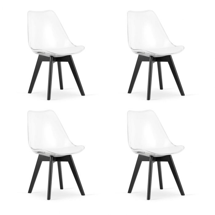 Set 4 scaune bucatarie/living, Artool, Mark, PP, lemn, transparent si negru, 49x43x82 cm [1]