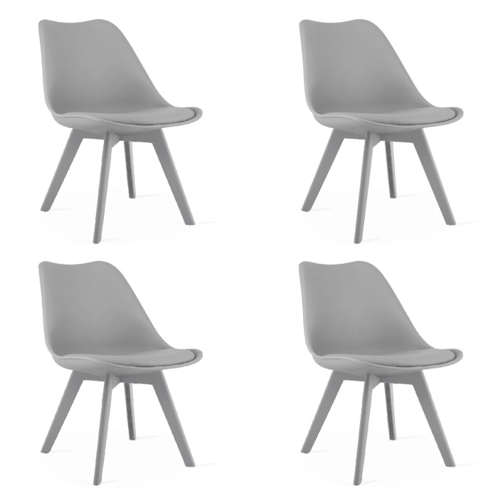 Set 4 scaune bucatarie/living, Artool, Mark, PP, piele ecologica, gri, 49x43x82 cm [1]