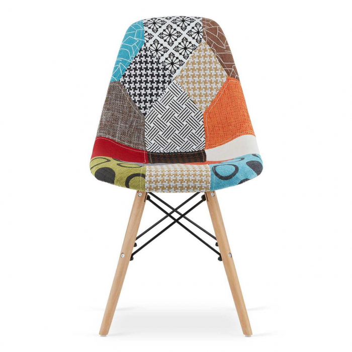 Set 4 scaune bucatarie/living, Artool, seul, textil, lemn, mozaic multicolor, 46.5x56.5x82.5 cm [6]