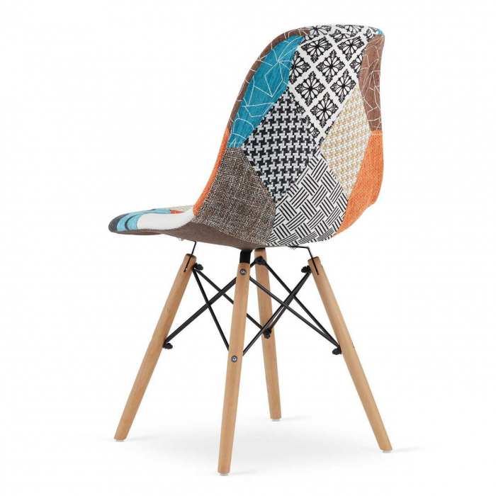 Set 4 scaune bucatarie/living, Artool, seul, textil, lemn, mozaic multicolor, 46.5x56.5x82.5 cm [2]