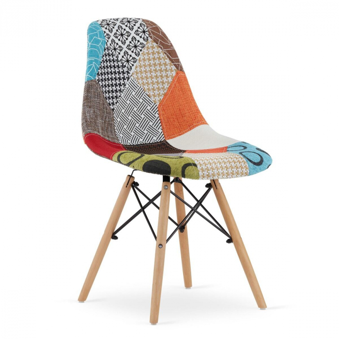 Set 4 scaune bucatarie/living, Artool, seul, textil, lemn, mozaic multicolor, 46.5x56.5x82.5 cm [7]