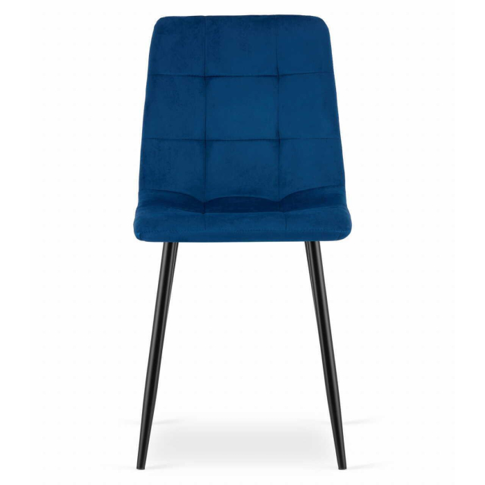 Set 4 scaune bucatarie/living, Kara, catifea, metal, bleumarin si negru, 44.5x50.5x87 cm [12]