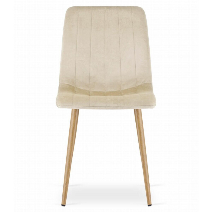 Set 4 scaune bucatarie/living, Lava, catifea, metal, bej deschis si natur, 45x55x86 cm [8]