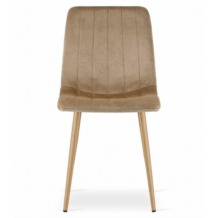 Set 4 scaune bucatarie/living, Artool, Lava, catifea maro, picioare metal natur, 45x55x86 cm [8]
