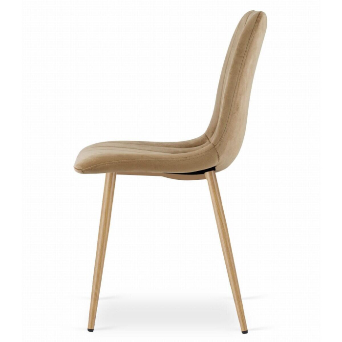 Set 4 scaune bucatarie/living, Artool, Lava, catifea maro, picioare metal natur, 45x55x86 cm [7]