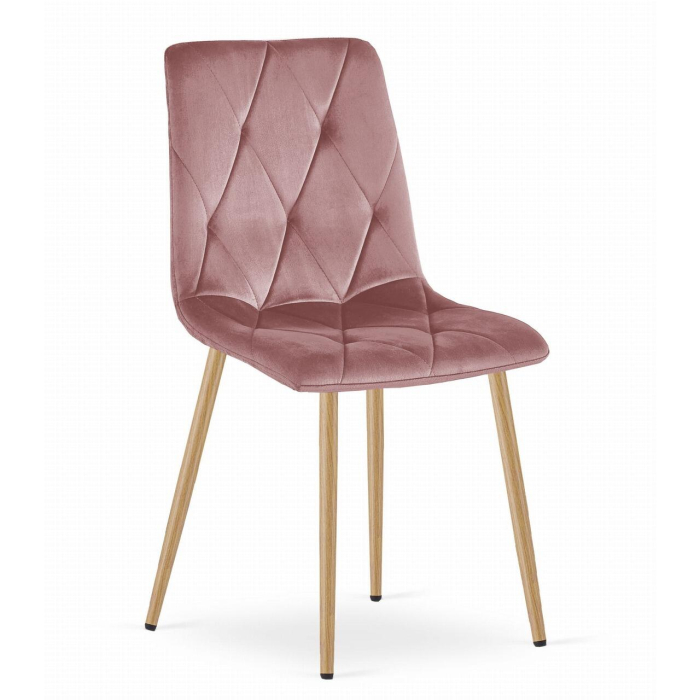 Set 4 scaune bucatarie/living, Libra, catifea, metal, roz si natur, 45x54x86.5 cm [8]