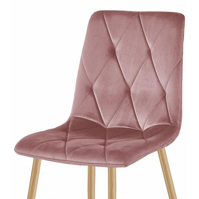 Set 4 scaune bucatarie/living, Libra, catifea, metal, roz si natur, 45x54x86.5 cm [6]
