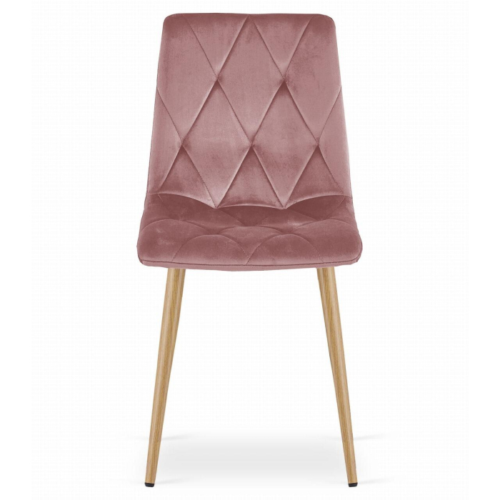 Set 4 scaune bucatarie/living, Libra, catifea, metal, roz si natur, 45x54x86.5 cm [2]