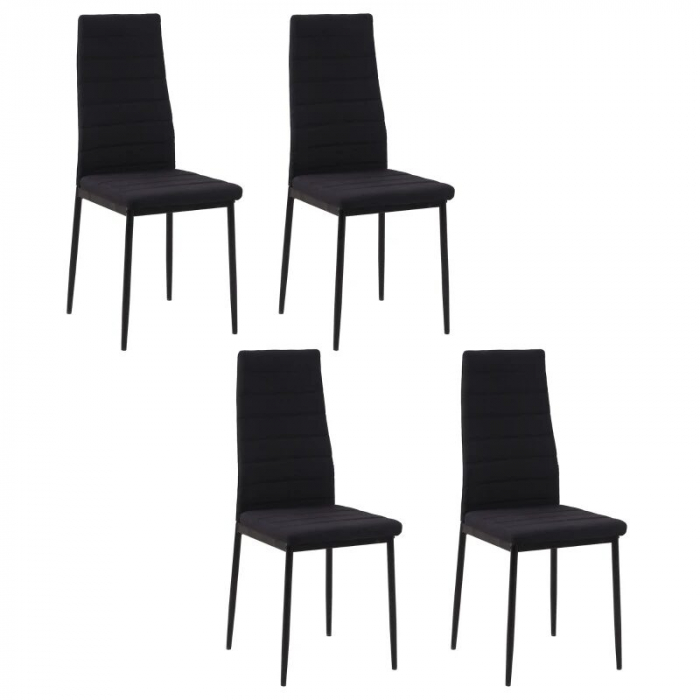 Set 4 scaune bucatarie/living, Tay, poliester, metal, negru, 41x50x97 cm [1]