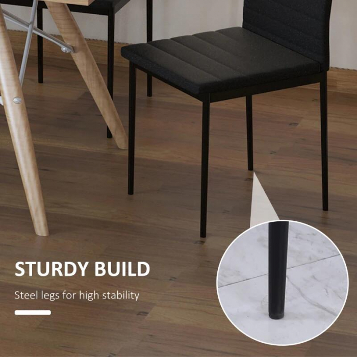 Set 4 scaune bucatarie/living, Tay, poliester, metal, negru, 41x50x97 cm [4]