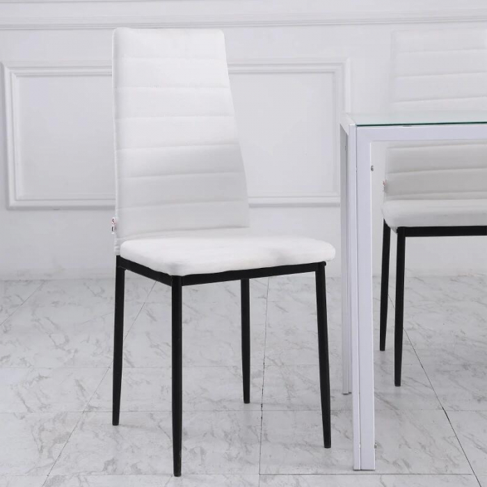 Set 4 scaune bucatarie/living, Tomlo, poliester, metal, alb si negru, 41x50x97 cm [3]