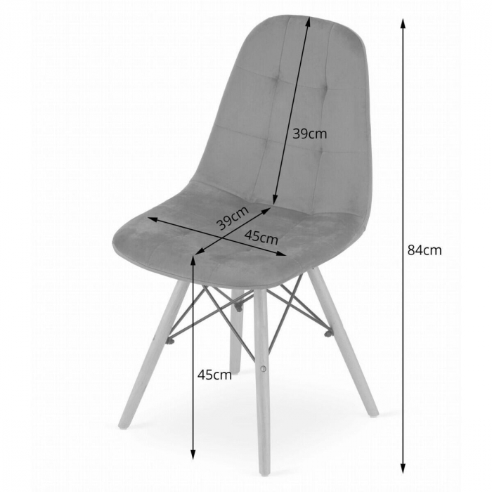 Set 4 scaune stil scandinav, Artool, Dumo, catifea, lemn, bej, 45x53x84 cm [6]
