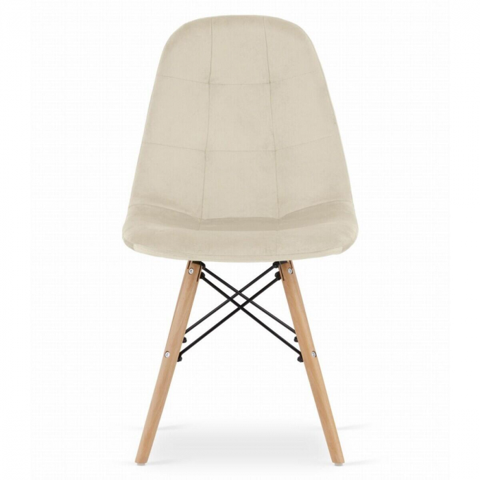 Set 4 scaune stil scandinav, Artool, Dumo, catifea, lemn, bej, 45x53x84 cm [2]