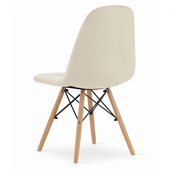 Set 4 scaune stil scandinav, Artool, Dumo, catifea, lemn, bej, 45x53x84 cm [5]