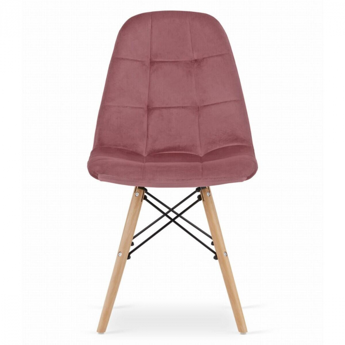 Set 4 scaune stil scandinav, Artool, Dumo, catifea, lemn, roz inchis, 45x53x84 cm [2]