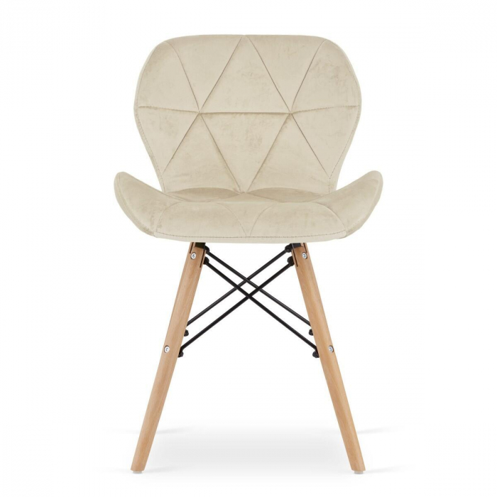 Set 4 scaune stil scandinav, Artool, Lago, catifea, lemn, bej, 47x52x74 cm [5]