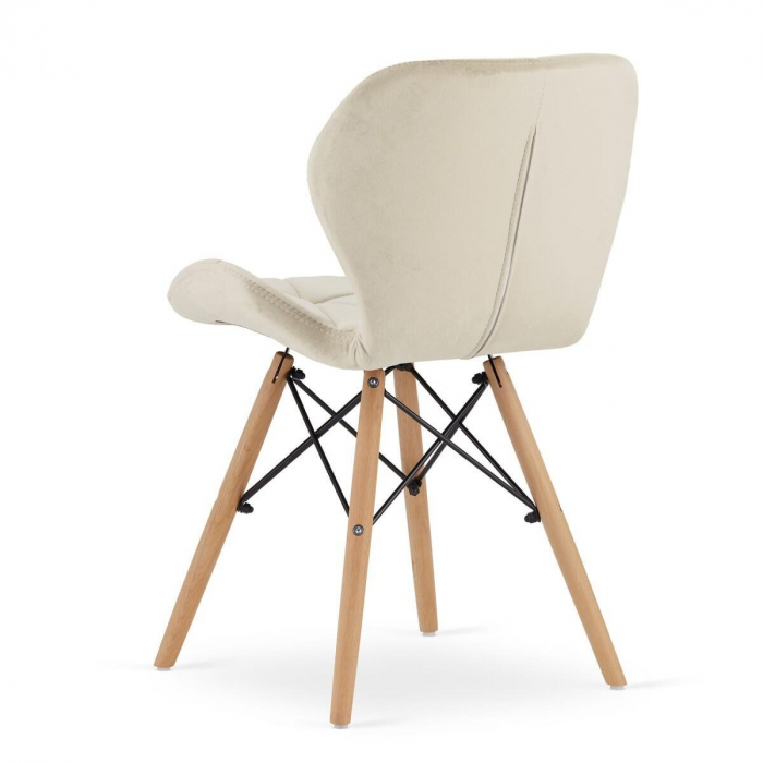 Set 4 scaune stil scandinav, Artool, Lago, catifea, lemn, bej, 47x52x74 cm [4]