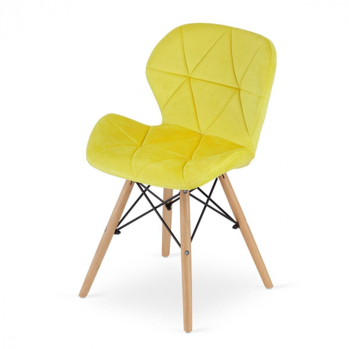 Set 4 scaune stil scandinav, Artool, Lago, catifea, lemn, galben, 48x52.5x74 cm [6]