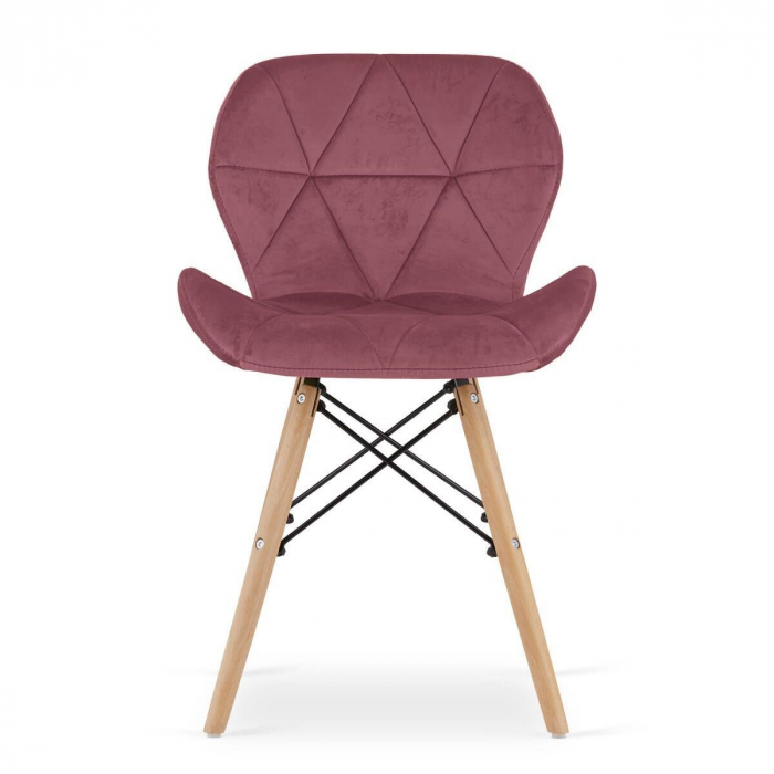 Set 4 scaune stil scandinav, Artool, Lago, catifea, lemn, roz inchis, 47x52x74 cm [3]