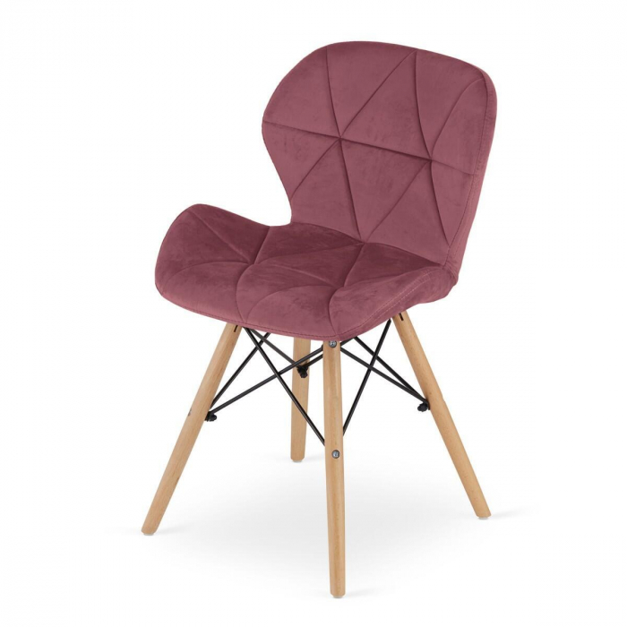 Set 4 scaune stil scandinav, Artool, Lago, catifea, lemn, roz inchis, 47x52x74 cm [6]