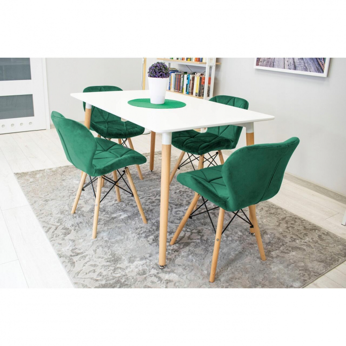 Set 4 scaune stil scandinav, Artool, Lago, catifea, lemn, verde, 48x43x74 cm [9]
